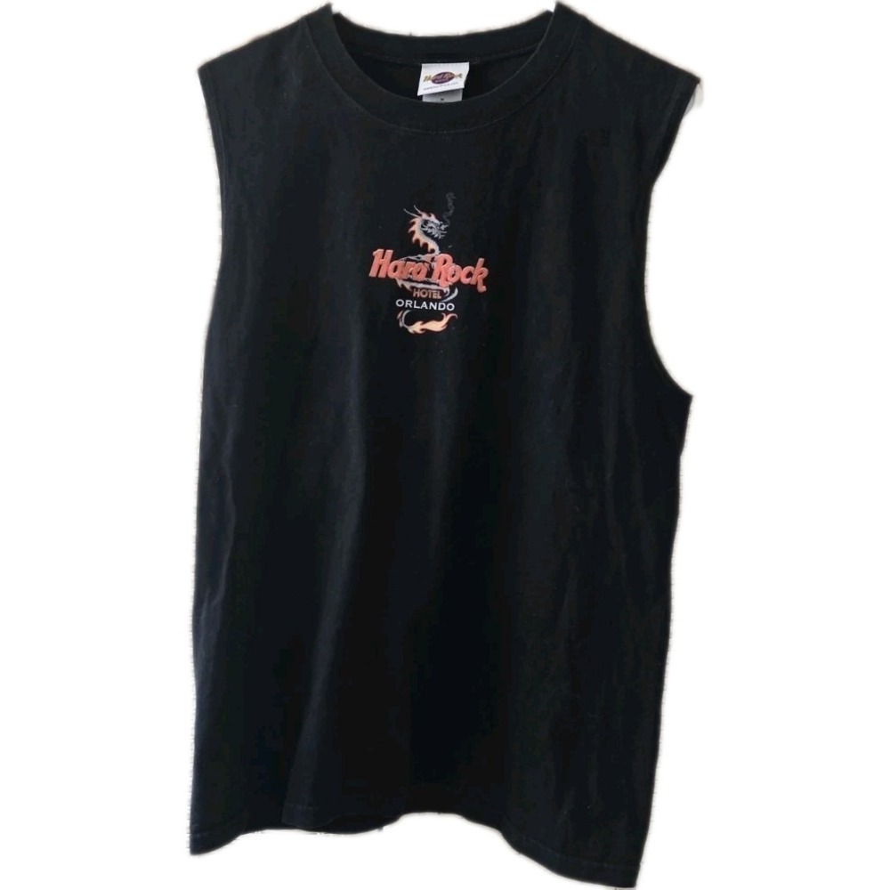 Hard Rock T Shirt‎ 2001 Black Tank Gothic Dragon Guitar Unisex Sz Med Hotel